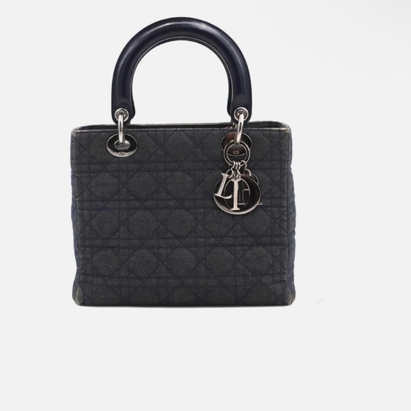 Dior Handbags - Dior Cannage Lady Dior Blue Denim Fabric Tote